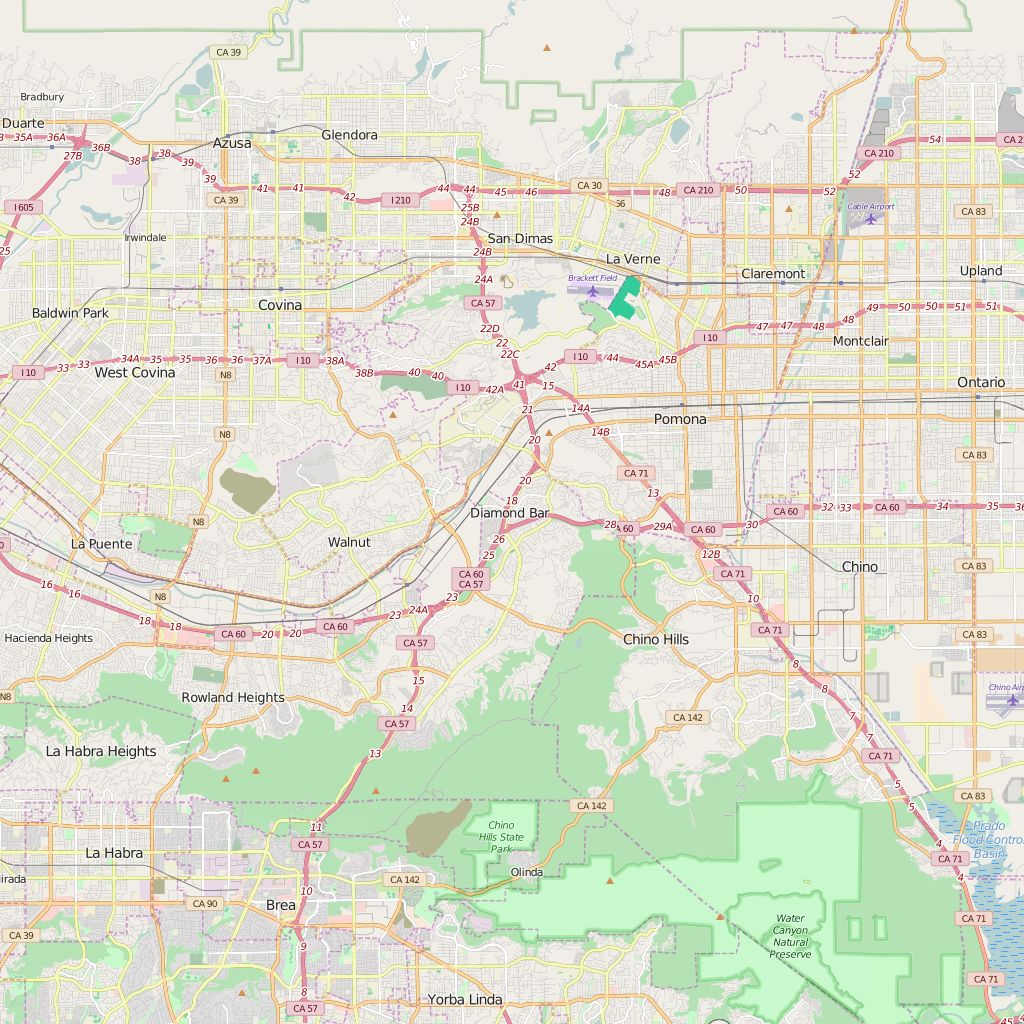 Editable City Map of Diamond Bar, CA