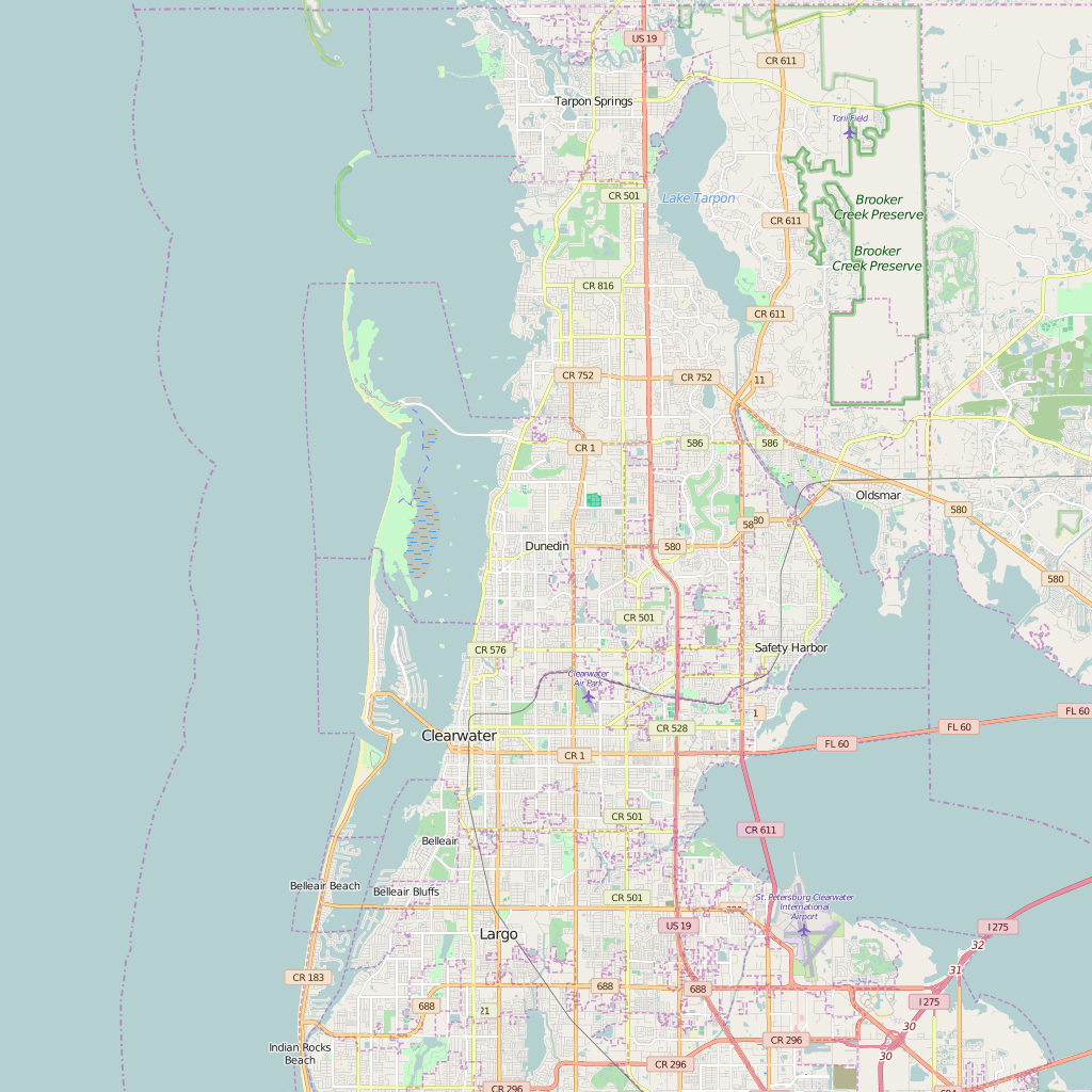Editable City Map of Dunedin, FL