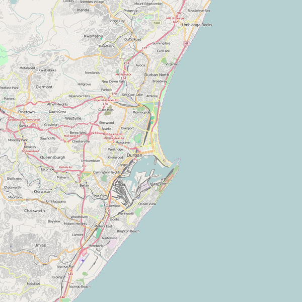 Editable City Map of Durban