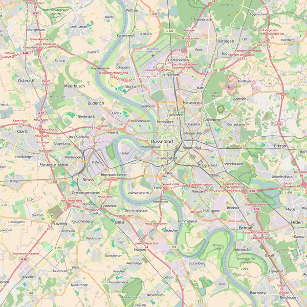 Editable City Map of Dusseldorf