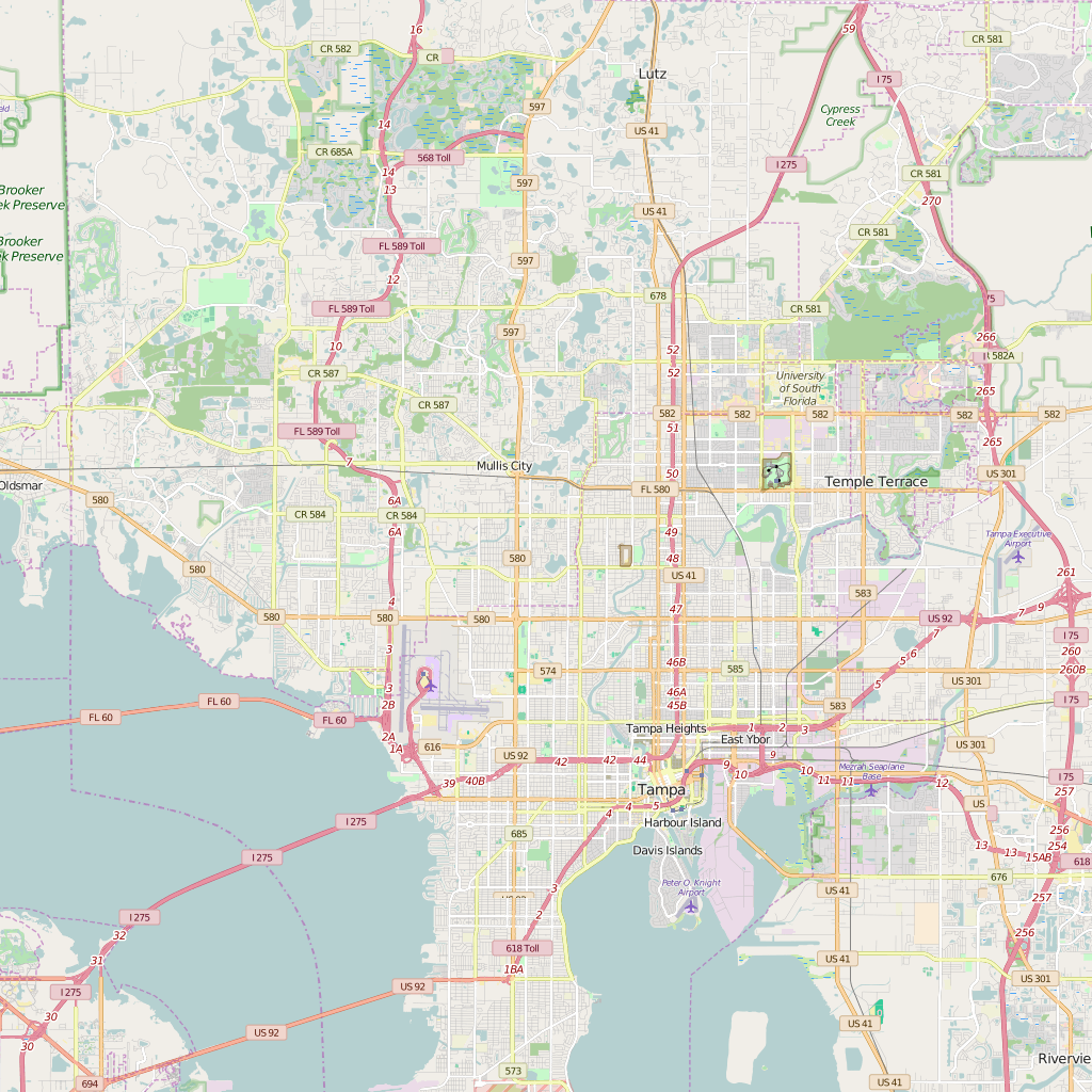 Editable City Map of Egypt Lake-Leto, FL