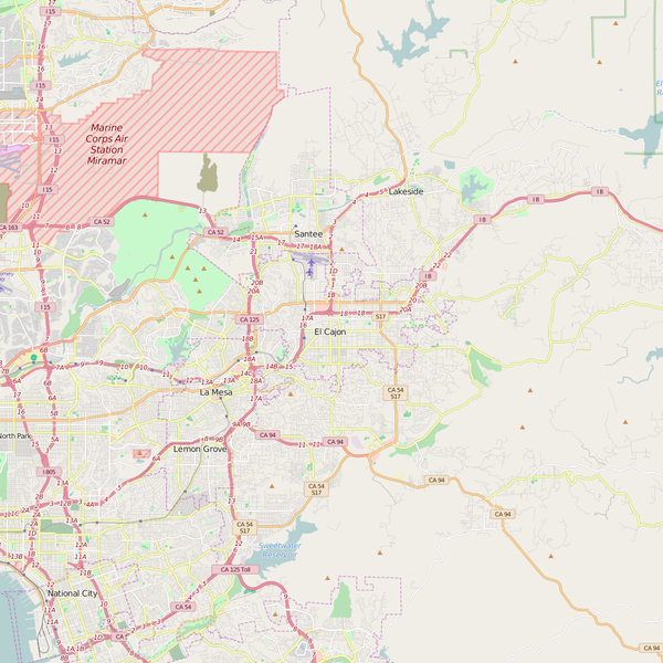 Editable City Map of El Cajon, CA
