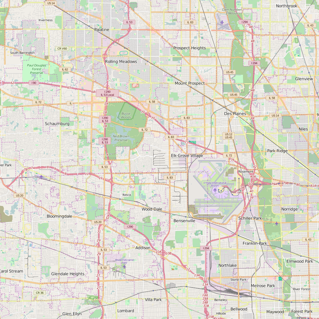 Editable City Map of Elk Grove Village, IL