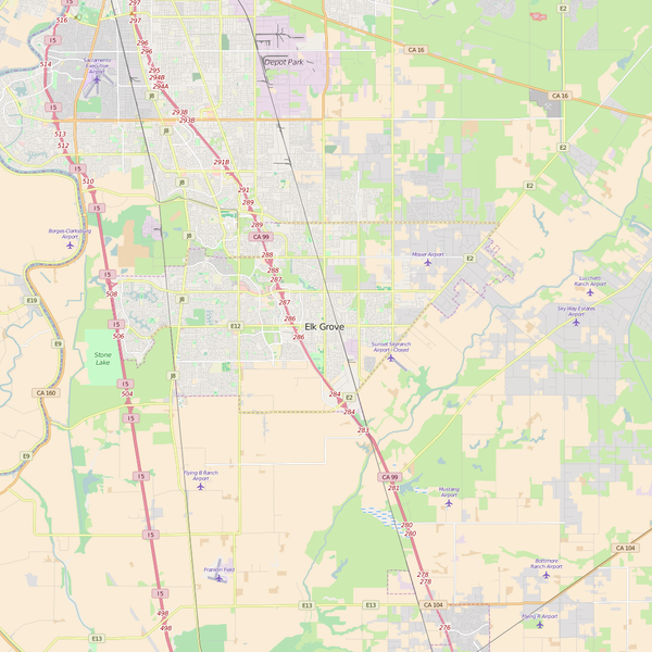 Editable City Map of Elk Grove, CA