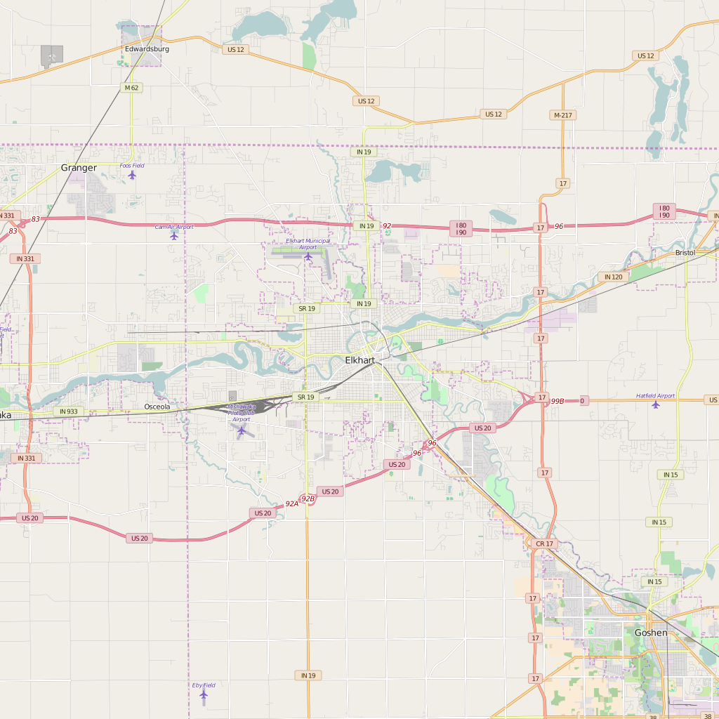 Editable City Map of Elkhart, IN
