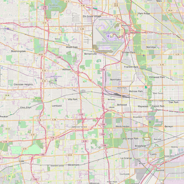 Editable City Map of Elmhurst, IL