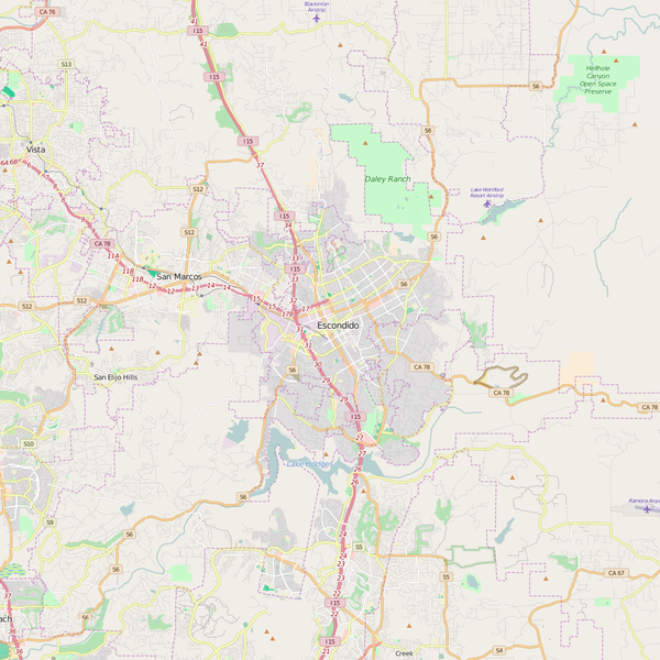 Editable City Map of Escondido, CA