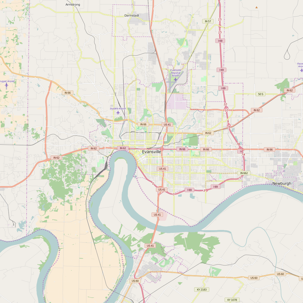 Editable City Map of Evansville, IN
