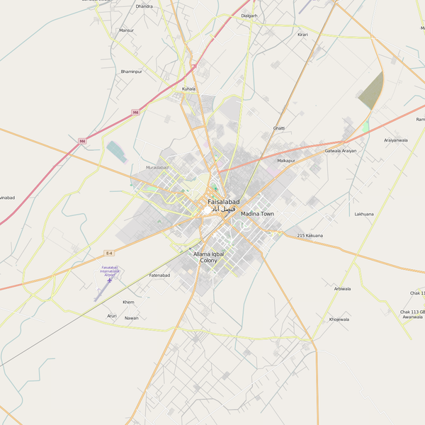 Editable City Map of Faisalabad