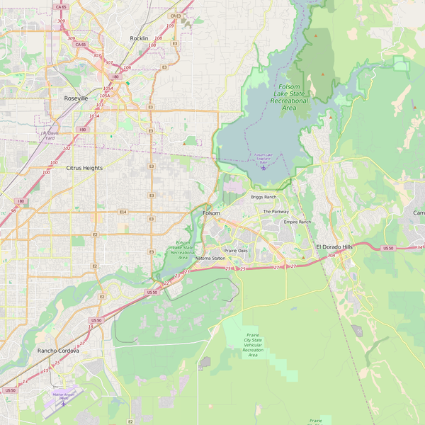 Editable City Map of Folsom, CA