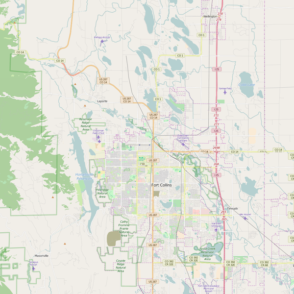 Editable City Map of Fort Collins, CO