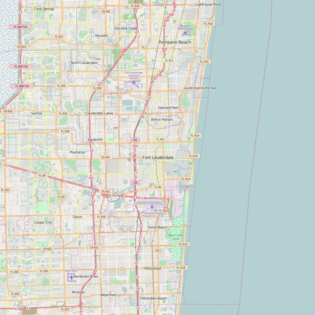 Editable City Map of Fort Lauderdale, FL