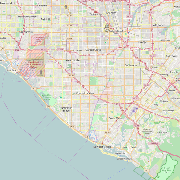 Editable City Map of Fountain Valley, CA