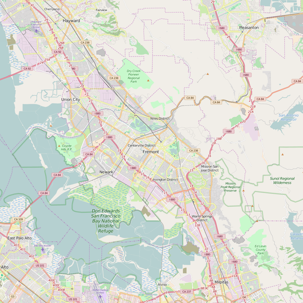 Editable Vector City Street Map Fremont California USA