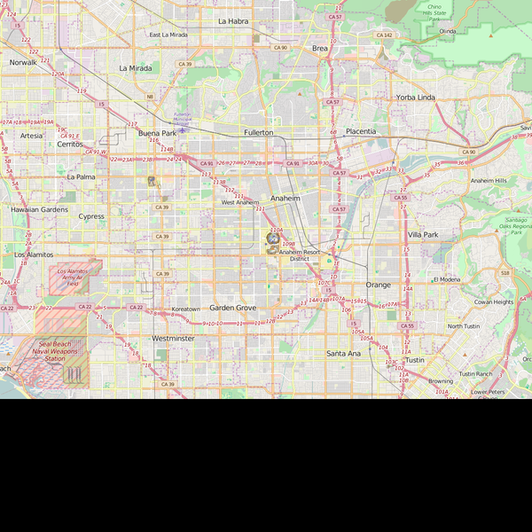 Editable City Map of Fullerton, CA