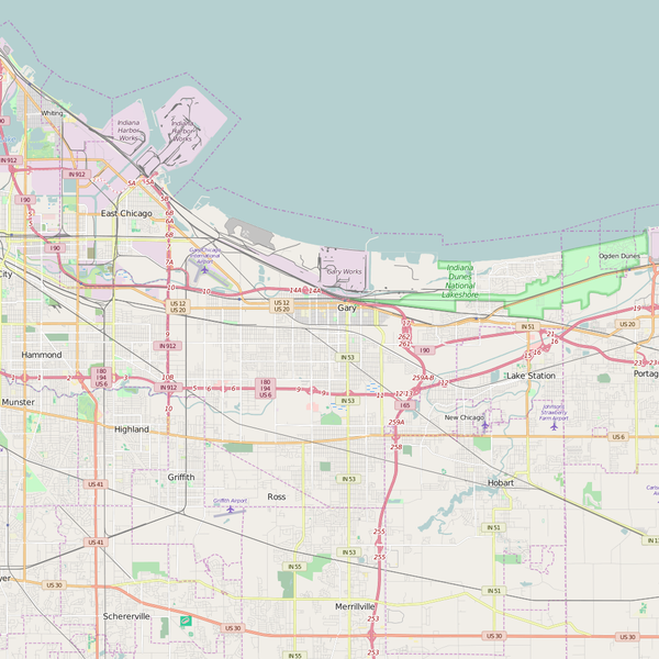 Editable City Map of Gary, IN