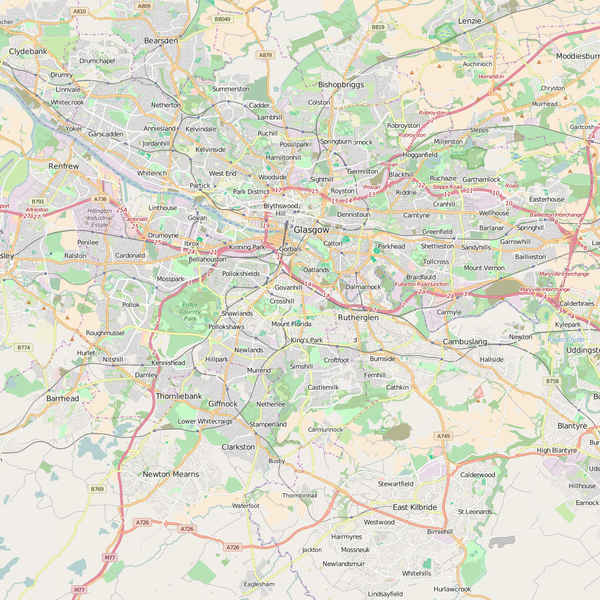 Editable City Map of Glasgow