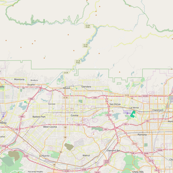 Editable City Map of Glendora, CA