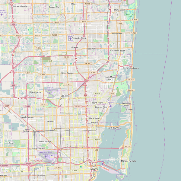Editable City Map of Golden Glades, FL