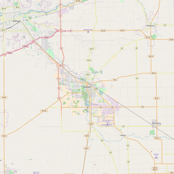 Editable City Map of Goshen, IN