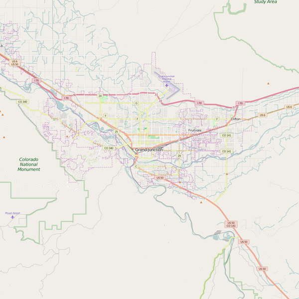 Editable City Map of Grand Junction, CO