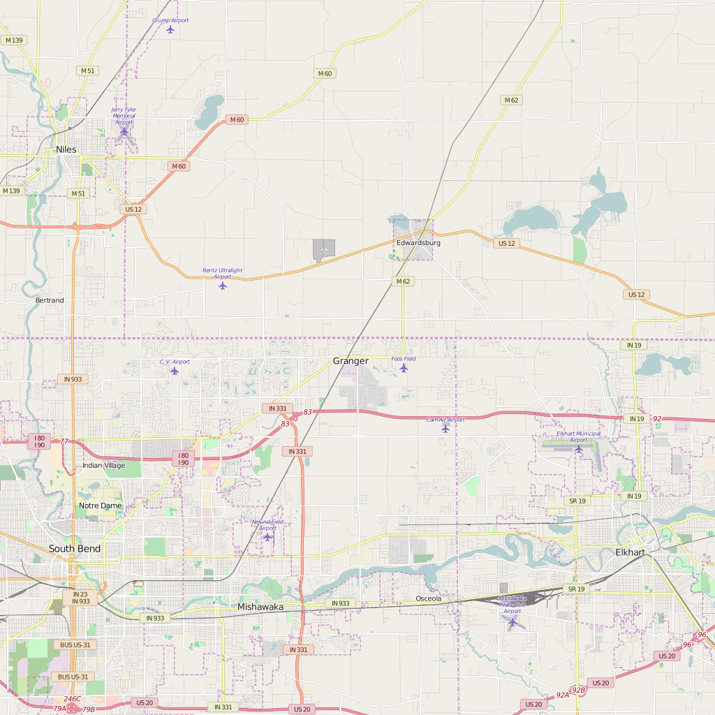 Editable City Map of Granger, IN