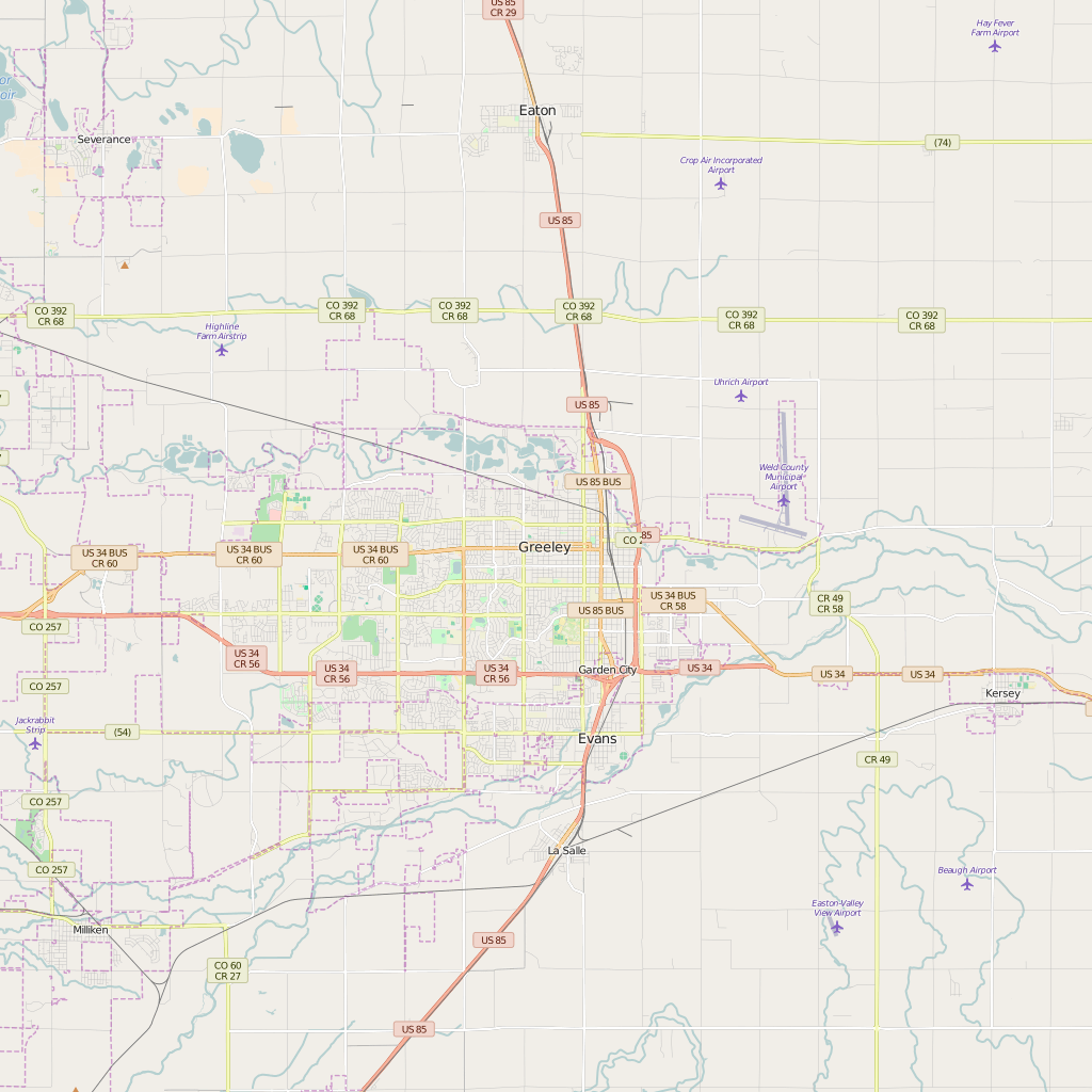 Editable City Map of Greeley, CO