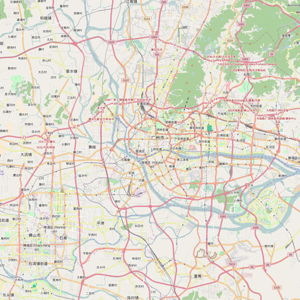 Editable City Map of Guangzhou