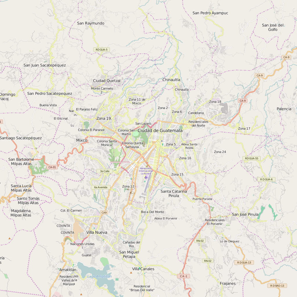 Editable City Map of Guatemala City