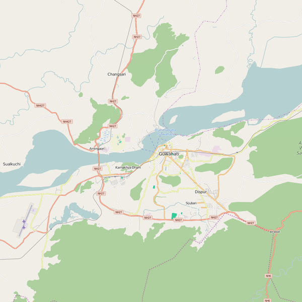 Editable City Map of Guwahati