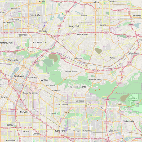 Editable City Map of Hacienda Heights, CA