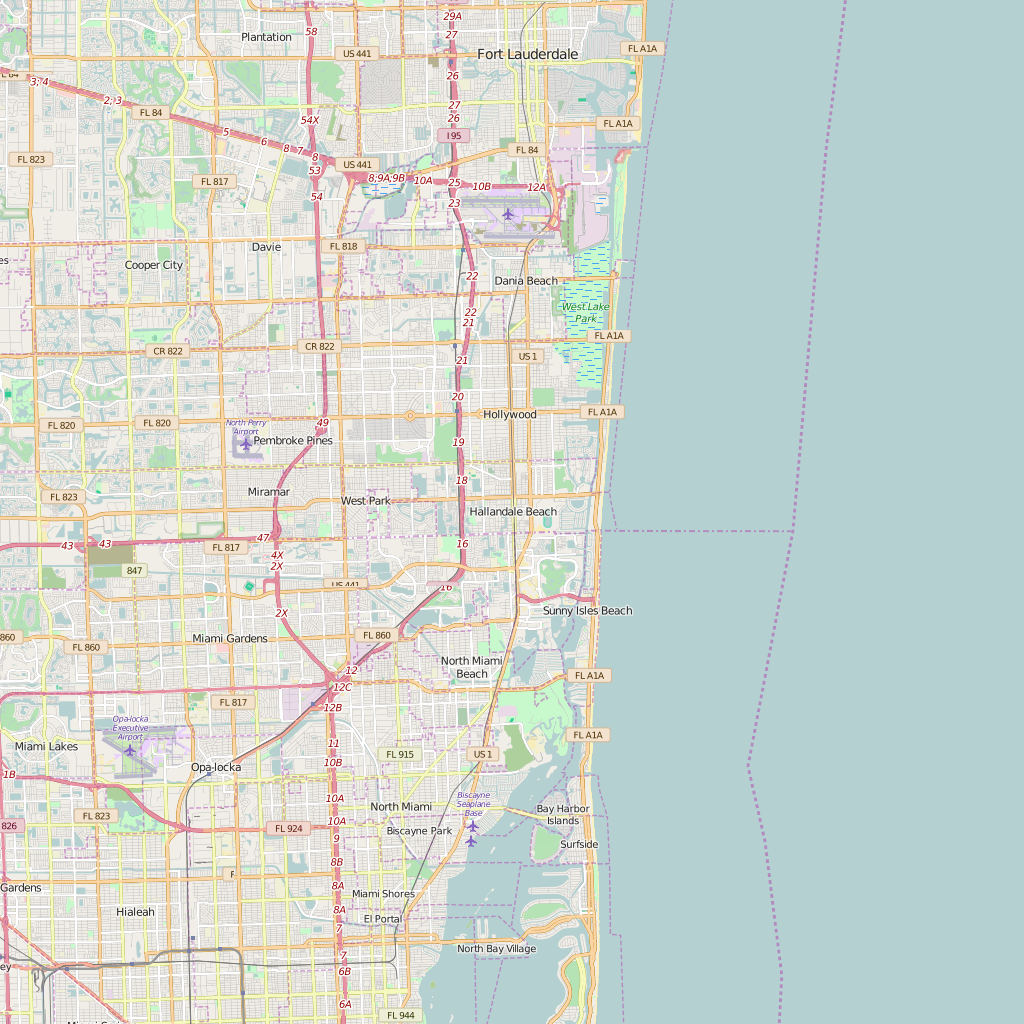Editable City Map of Hallandale Beach, FL