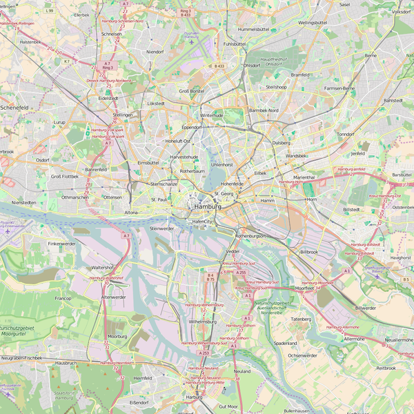 Editable City Map of Hamburg