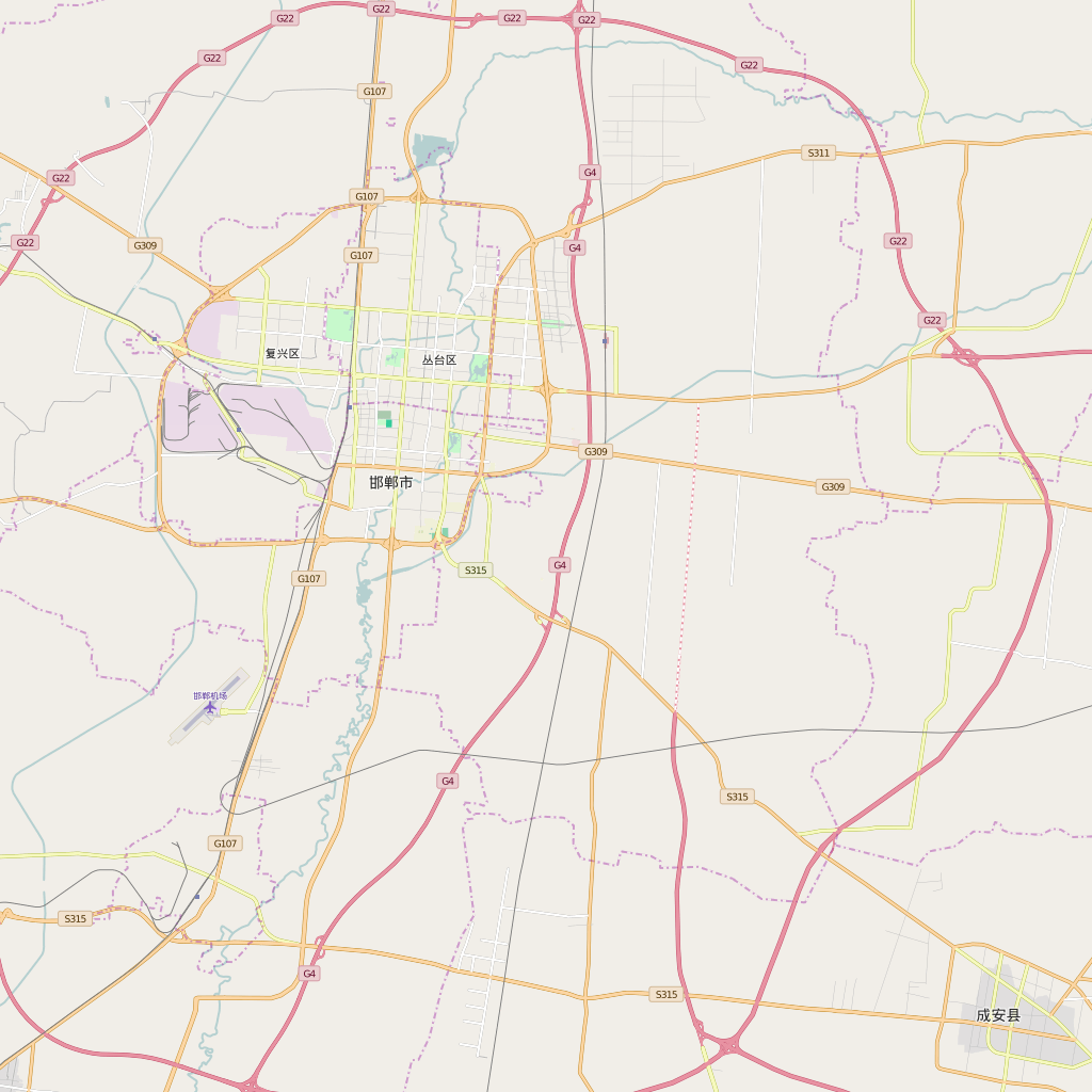 Editable City Map of Handan