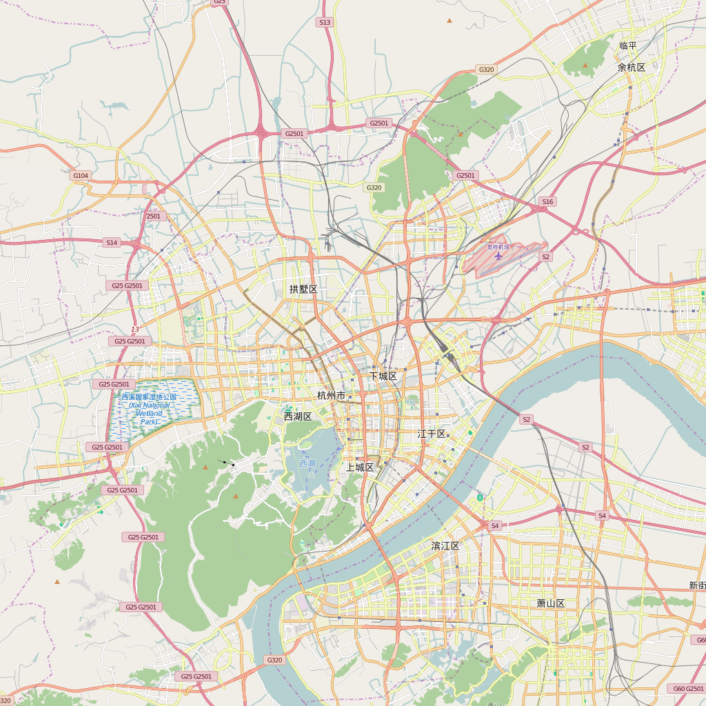 Editable City Map of Hangzhou