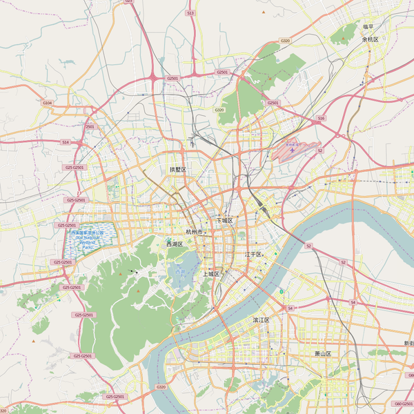 Editable City Map of Hangzhou