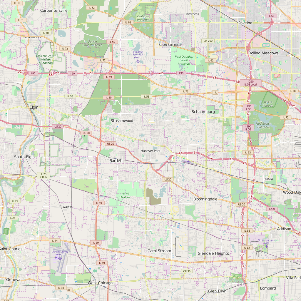 Editable City Map of Hanover Park, IL
