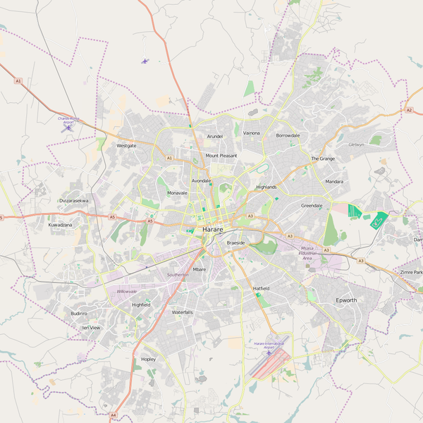 Editable City Map of Harare