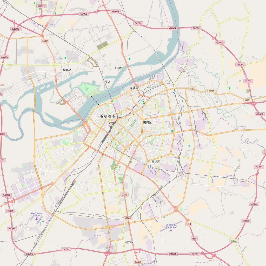 Editable City Map of Harbin