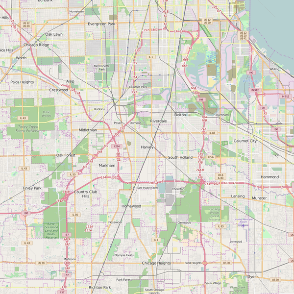 Editable City Map of Harvey, IL