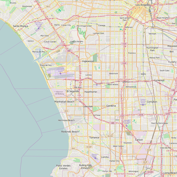 Editable City Map of Hawthorne, CA