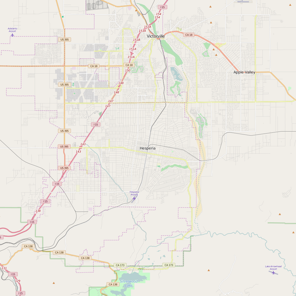 Editable City Map of Hesperia, CA