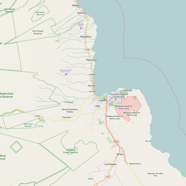 Editable City Map of Hilo, HI