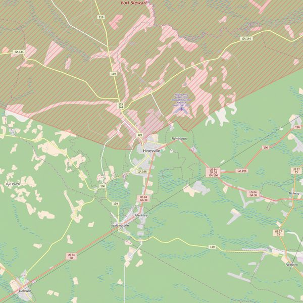 Editable City Map of Hinesville, GA