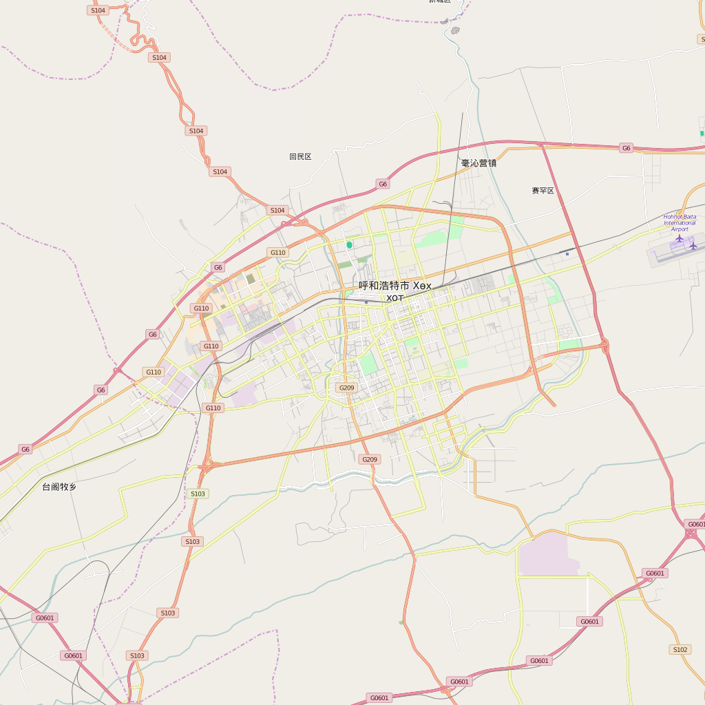 Editable City Map of Hohhot