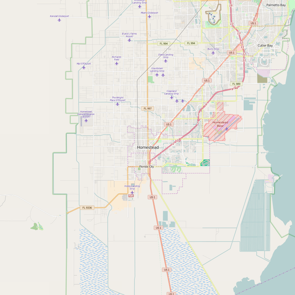 Editable City Map of Homestead, FL