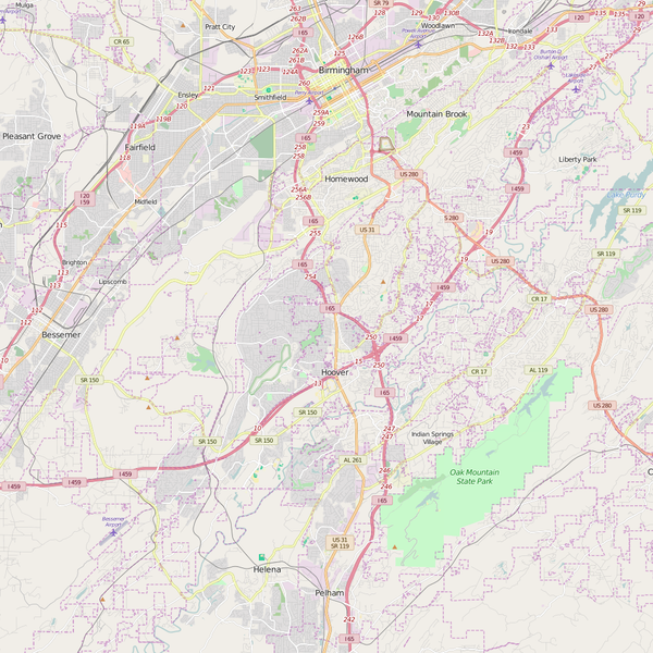 Editable City Map of Hoover, AL