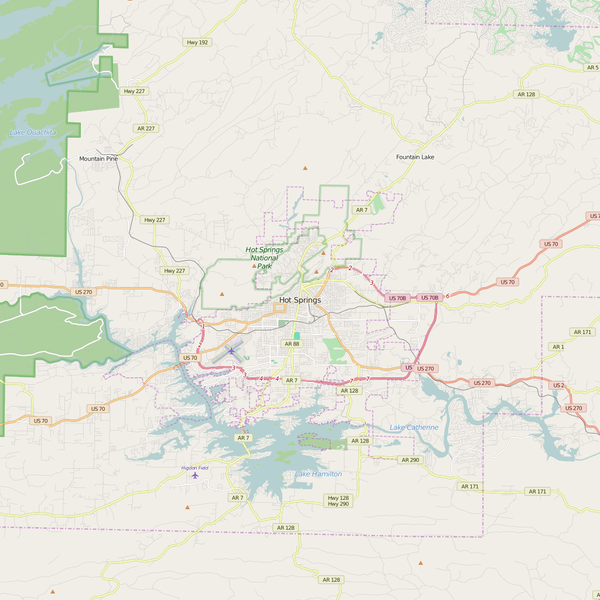 Editable City Map of Hot Springs, AR