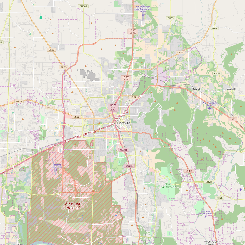 Editable City Map of Huntsville, AL