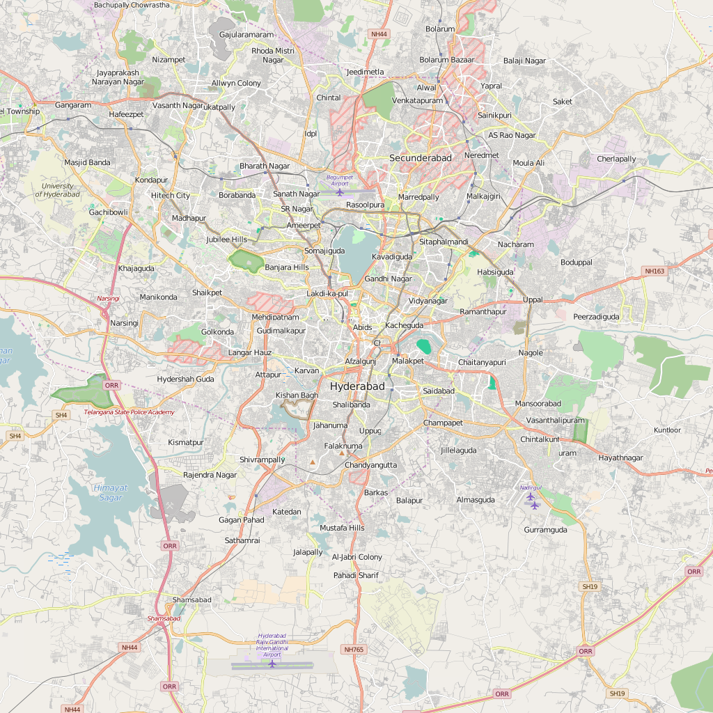 Editable City Map of Hyderabad